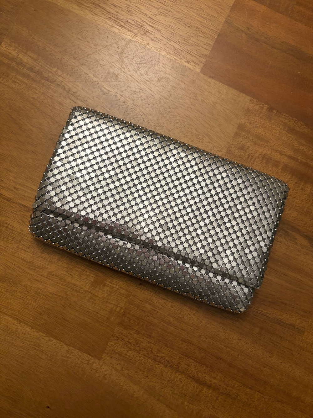 Jessica McClintock Silver Mesh Evening Clutch with Straps